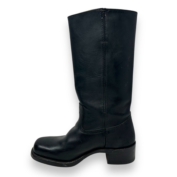 FRYE Campus Leather Stacked Heel Riding Boots Black 9.5 Women’s - Picture 6 of 13